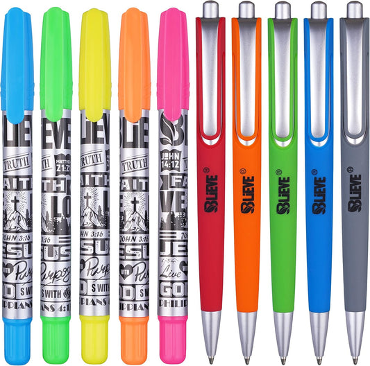 BLIEVE - Aesthetic Highlighters and Gel Pens With Soft Ink And Tip, Bible Highlighters and Pens No Bleed, Dry Fast Easy to Hold, for Bible Journaling Planner School Supplies (Pastel)