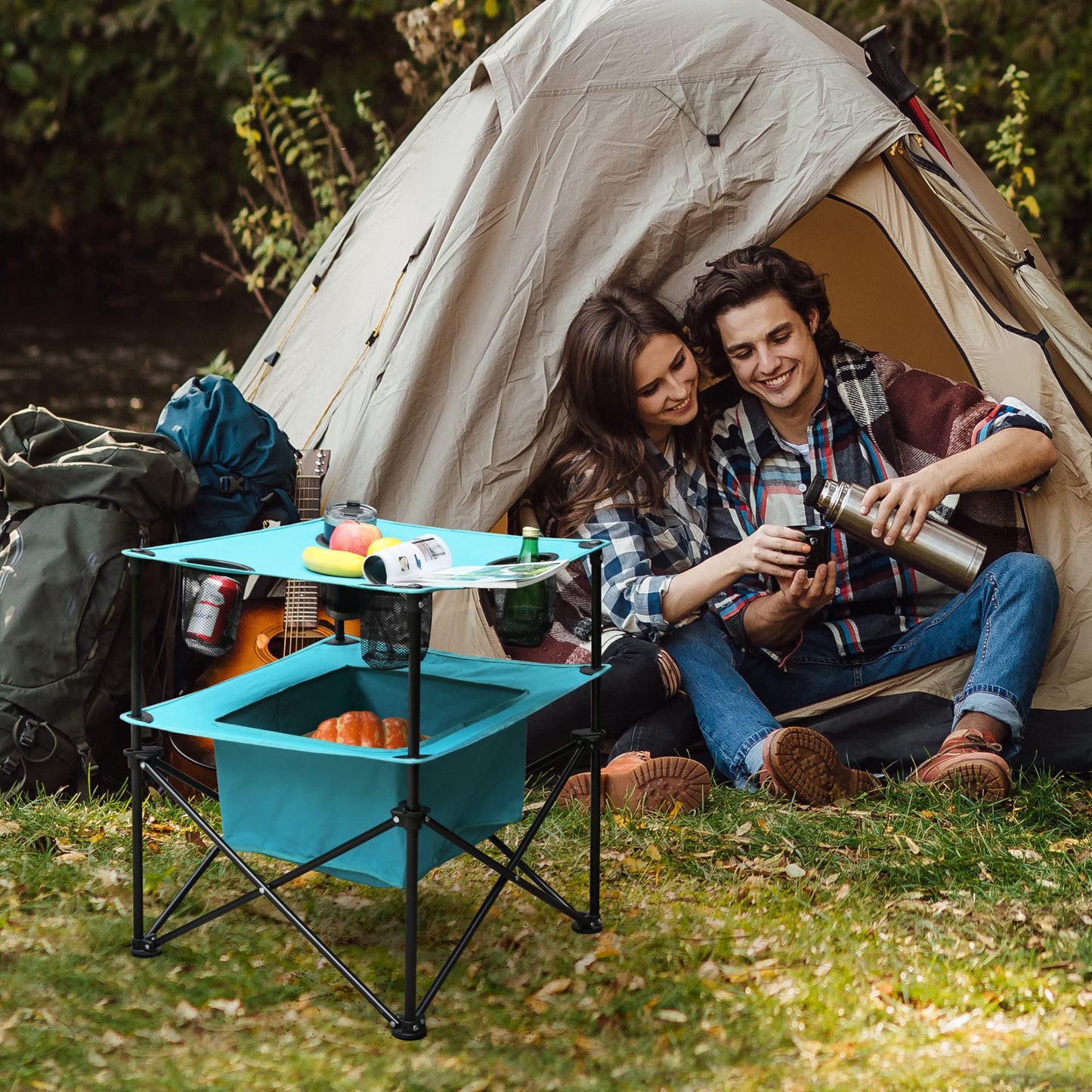 VILLEY Portable Camping Picnic Table and Low Beach Chair