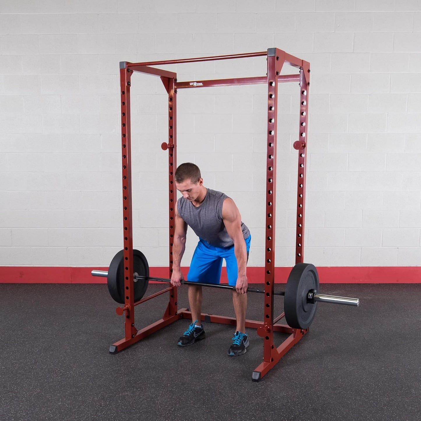 Best Fitness Power Rack - 14-Gauge Steel Home Gym with 500lb Capacity, Chin Bar, 23 Adjustable Safety Bars, Optional LAT & Dip Attachments, Midnight Black