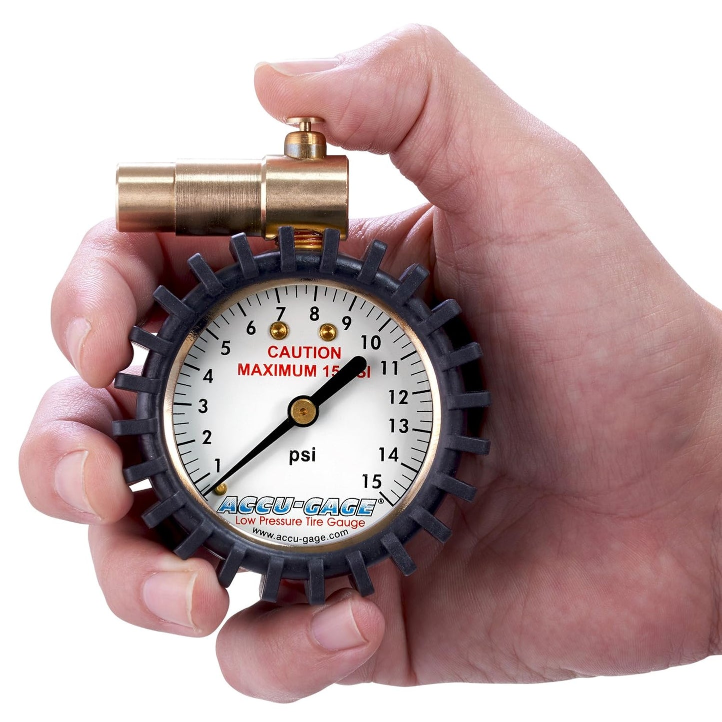 Accu-Gage Fat Bike Presta Valve Low Pressure Bicycle Tire Gauge, 15psi