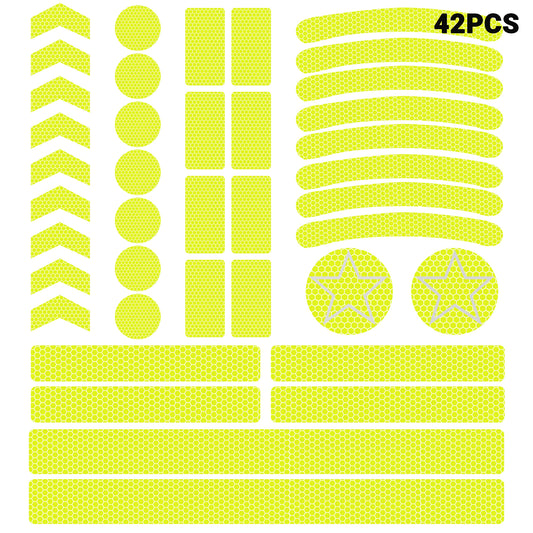 Himiway 42 Pcs Yellow/Grey Bike Reflective Stickers Outdoor Waterproof Bicycle Reflective Tape Night Safety Warning Reflective Decals for Bike, Wheelchairs, Motorbike, Helmet, Scooter, Hard Hat etc.
