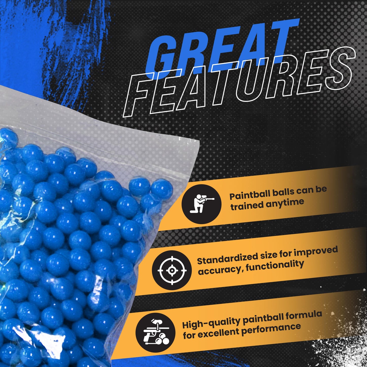 3Skull .43 Caliber Paintballs for Umarex T4E Paintball Pistols .43 Cal Ammo, Blue - 250 Count