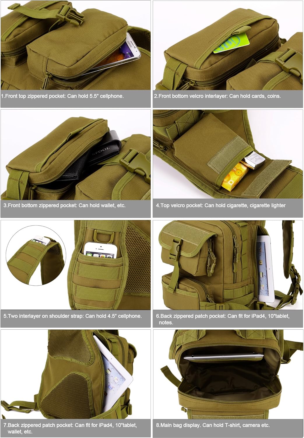 Tactical Military Sling Pack - Molle Chest Daypack Backpack for Outdoor Use