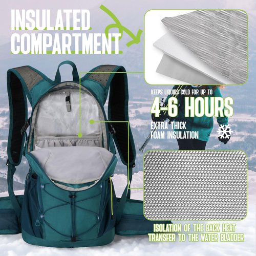 N NEVO RHINO Lightweight Hydration Backpack, 12L+2L Water Bladder, 18L+3LBladder, HydrationHydro Water Daypack for Cycling Hiking Rave