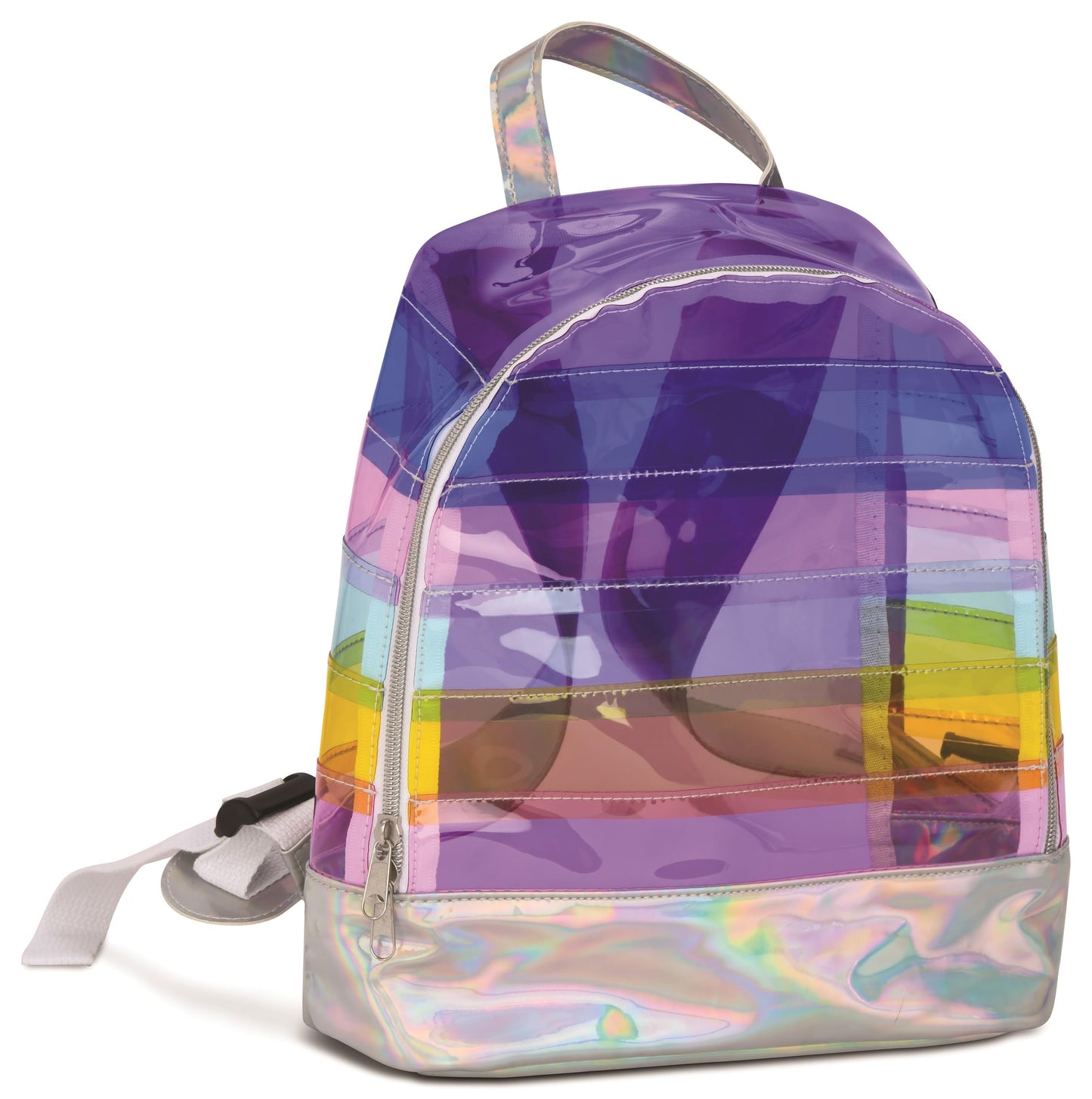 iscream Icy Rainbow Iridescent Clear Mini 10" x 10" Backpack for Fun and Travel