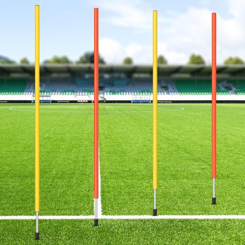 Silipull 4 Pcs Training Agility Poles 5ft Adjustable Soccer Training Poles Soccer Training Sticks Sports Speed and Agility Training Equipment for Football Sport Soccer Speed Training (Yellow, Orange)