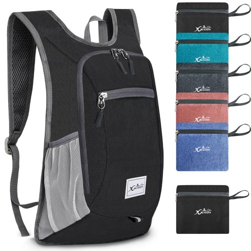 Xgunion Small Travel Backpack - Lightweight & Foldable, 10L Capacity, Packable & Camping Hiking Daypack for Women & Men (Black)