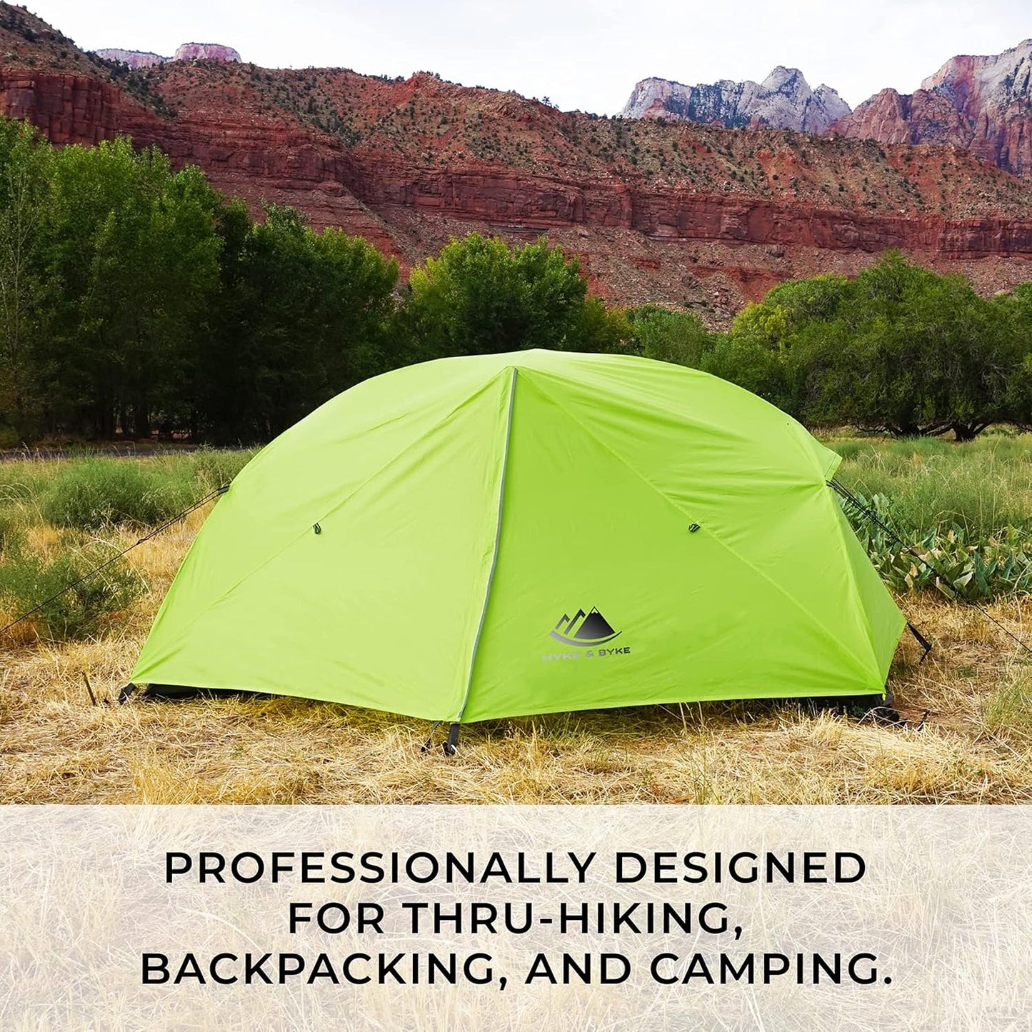 Hyke & Byke Zion Hiking & Backpacking Tent - 3 Season Ultralight, Waterproof Tent for Camping w/Rain Fly and Footprint - 1 Person - Orange