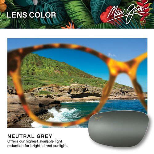 Maui Jim Women's Ocean Cat Eye Sunglasses, Shiny Black/Neutral Grey Polarized, Medium