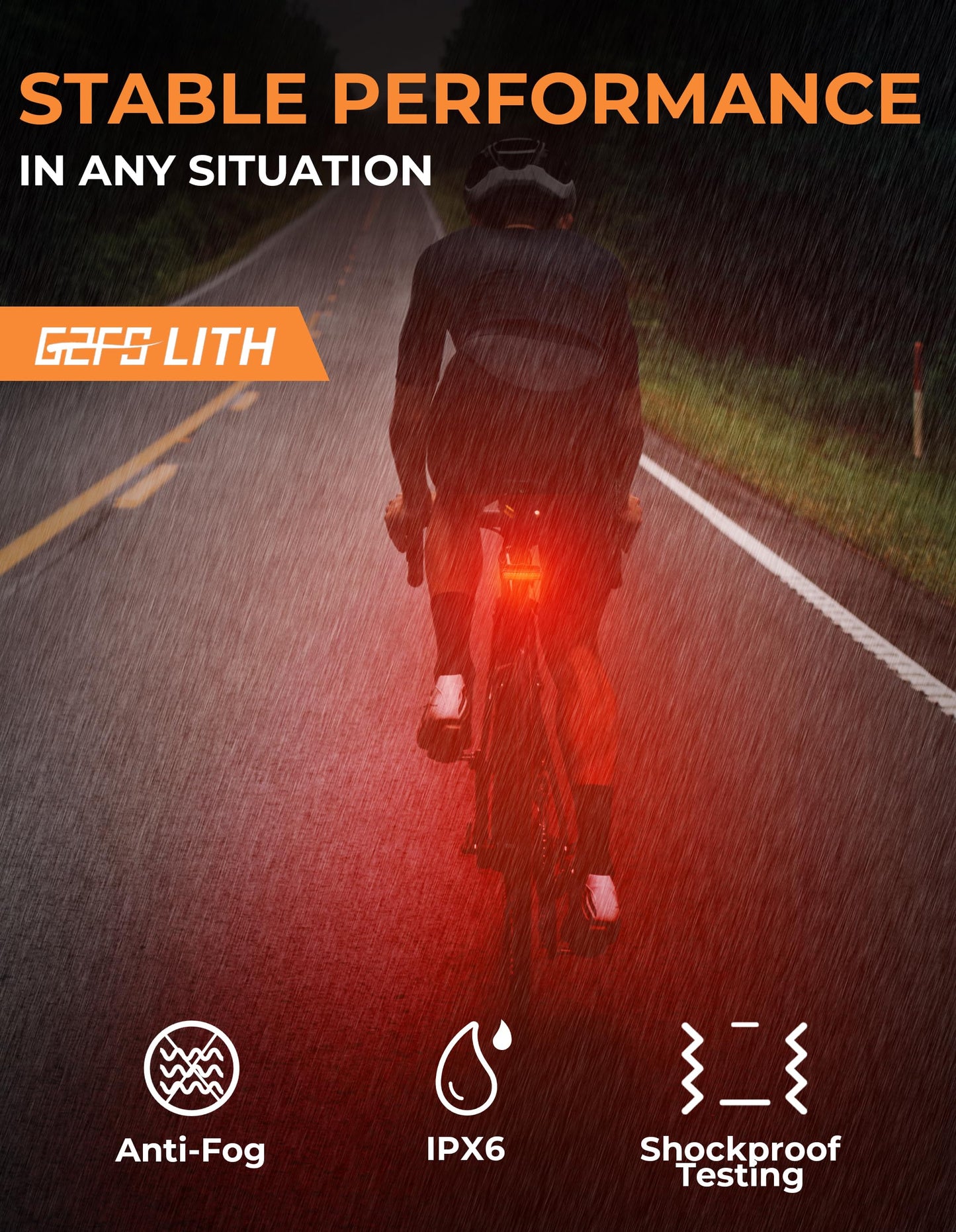 G2FS LITH 150 lm Rechargeable Bike Tail Light, IPX6 Waterproof Bicycle Rear Cycling 220° Wide Visible Safety Flashlight, 5 Light Mode for Adult Kid Men Women Road Mountain Accessories for Night Ride