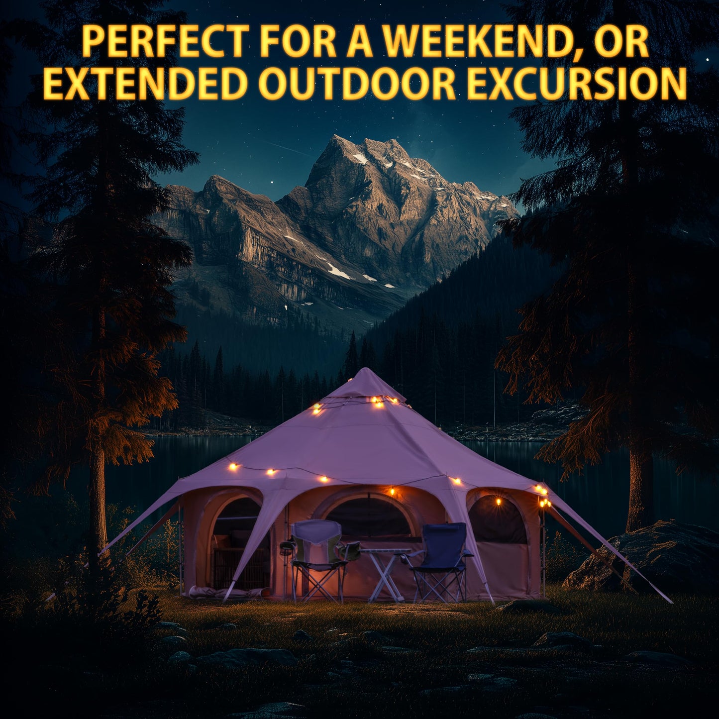 Glamping Canvas Tent - 16x9ft Tent with Stove Jack, Canopy Vents