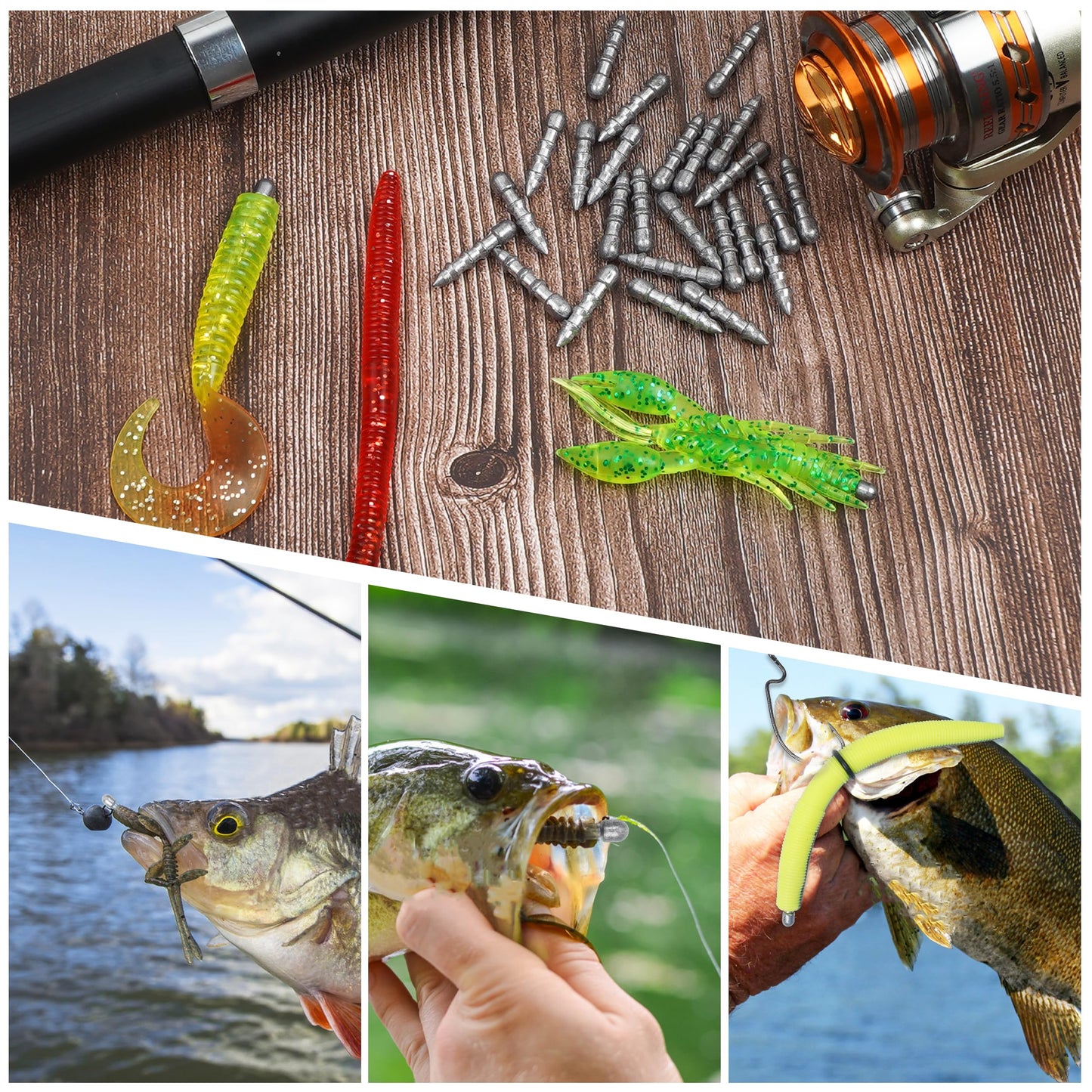 50pcs Fishing Nail Weights Kit Insert Sinkers Wacky Worm Weights for Bass Fishing Soft Plastic Lures Nail Sinkers Wacky Rig Neko Rig Insert Pencil Sinker Weight Kit 4 Sizes