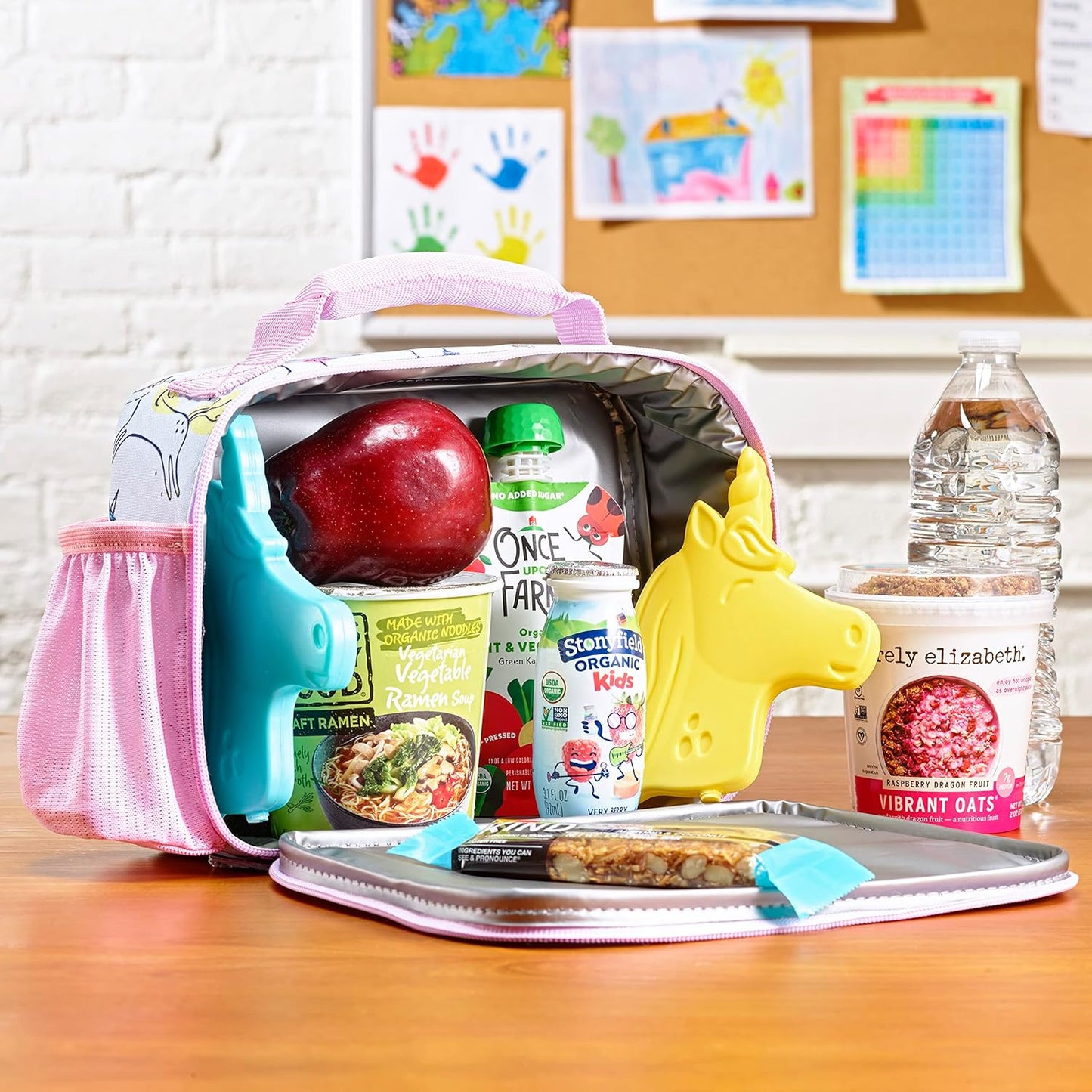 Fit & Fresh Cool Coolers Kids Lunch Box Ice Packs, Slim Ice Packs for Lunch Bags, Lunch Ice Packs Reusable-Multicolored, Set of 4 (Penguin)