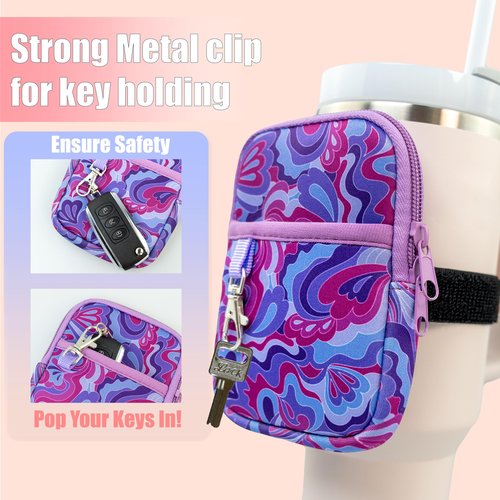 Axolotl Stanley Cup Accessories: Zip Pouch for 30oz & 40oz Water Bottles - Essential for Stanley Quencher Adventure Cup, Doubles as a Fanny Pack, Purse, Bag for Your Tumbler - Includes (Purple Groovy)