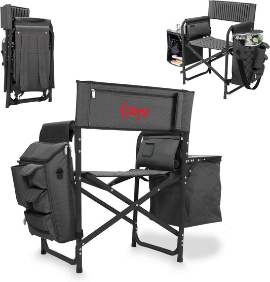 PICNIC TIME NCAA Nebraska Cornhuskers Fusion Camping Chair with Side Table and Soft Cooler - Beach Chair for Adults - Lawn Chair