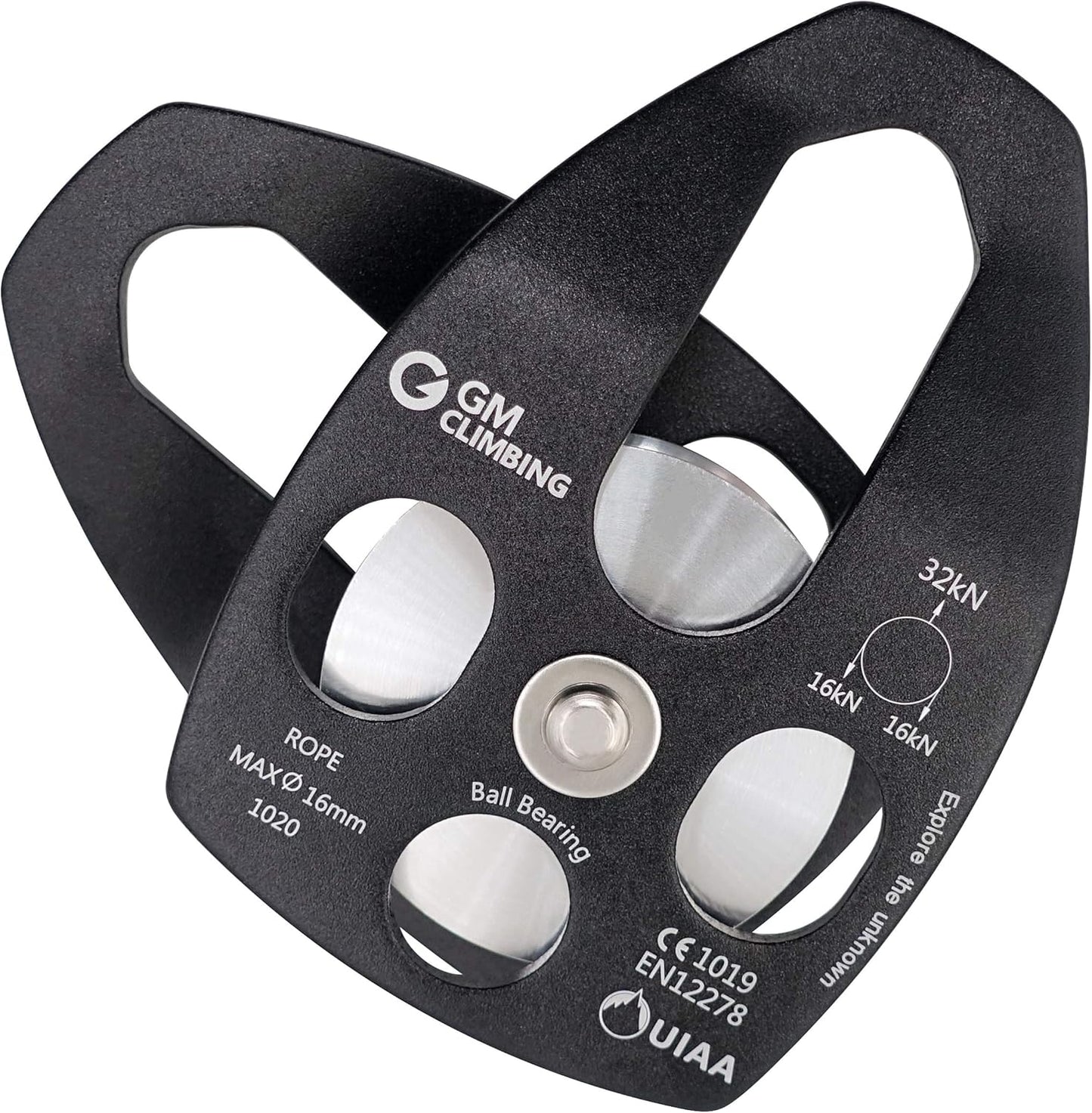 GM CLIMBING Large Rescue Pulley 32kN Single Sheave with Swing Plate CE UIAA Certified