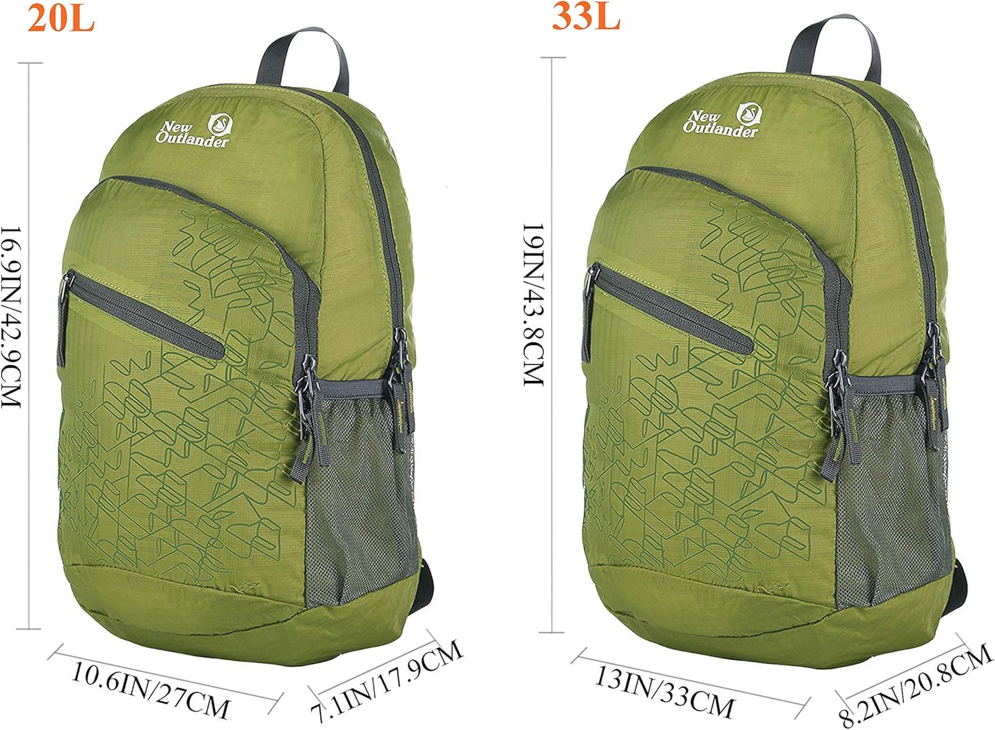 Outlander Packable Handy Lightweight Travel Hiking Backpack Daypack, Black