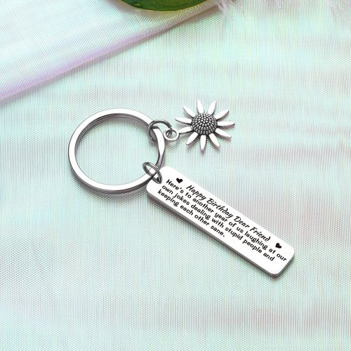 ZQEOU Birthday Keychain For Women Friendship Gift For Best Friend Jewelry Bestie BFF Gifts For Women Maid of Honor Gifts Cousin Keychain Soul Sister Jewelry Longtime Friend Gift
