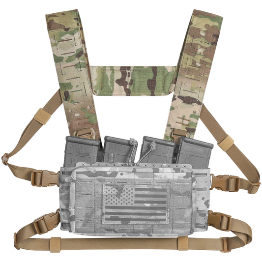ACETAC Multi-Mission Laser-Cut Shoulder Strap Waist Strap H-Harness for Chest Rig Compatible w/Spiritus Systems Micro MK4/MK5 Haley Strategic D3CR Placard (Multicam)