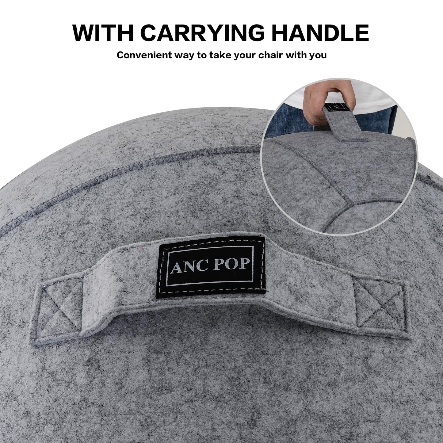 ANC POP Yoga Ball Exercise Ball, Anti Slip Stability Ball Chair, 25” Heavy Duty Large Gym Ball for Fitness, Balance and Core Workout with Cover, Easy Clean