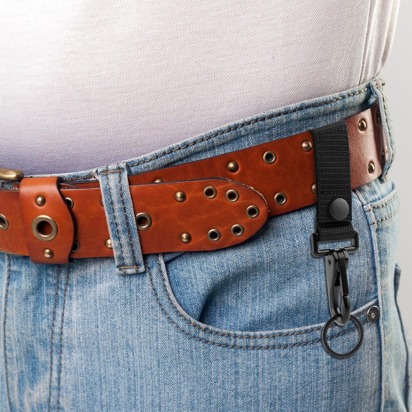 2pcs Belt Key Holder, Heavy Duty Belt Key Holder with Metal Snap and Nylon Molle Strap Duty Belt Key Clip Belt Clip Duty Belt Accessories