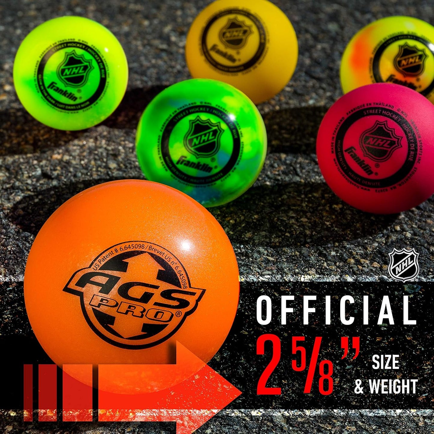 Official Size Franklin Sports NHL Street Hockey Balls | No Bounce | Assorted Colors