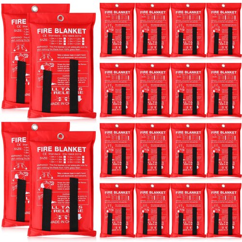 Moukeren 20 Pack Fire Blanket Fire Emergency Blankets for Home Kitchen, Survival Safety Flame Suppression Blanket Fiberglass Fireproof Blanket Flame Retardant Blanket for Fireplace Car Office Camping