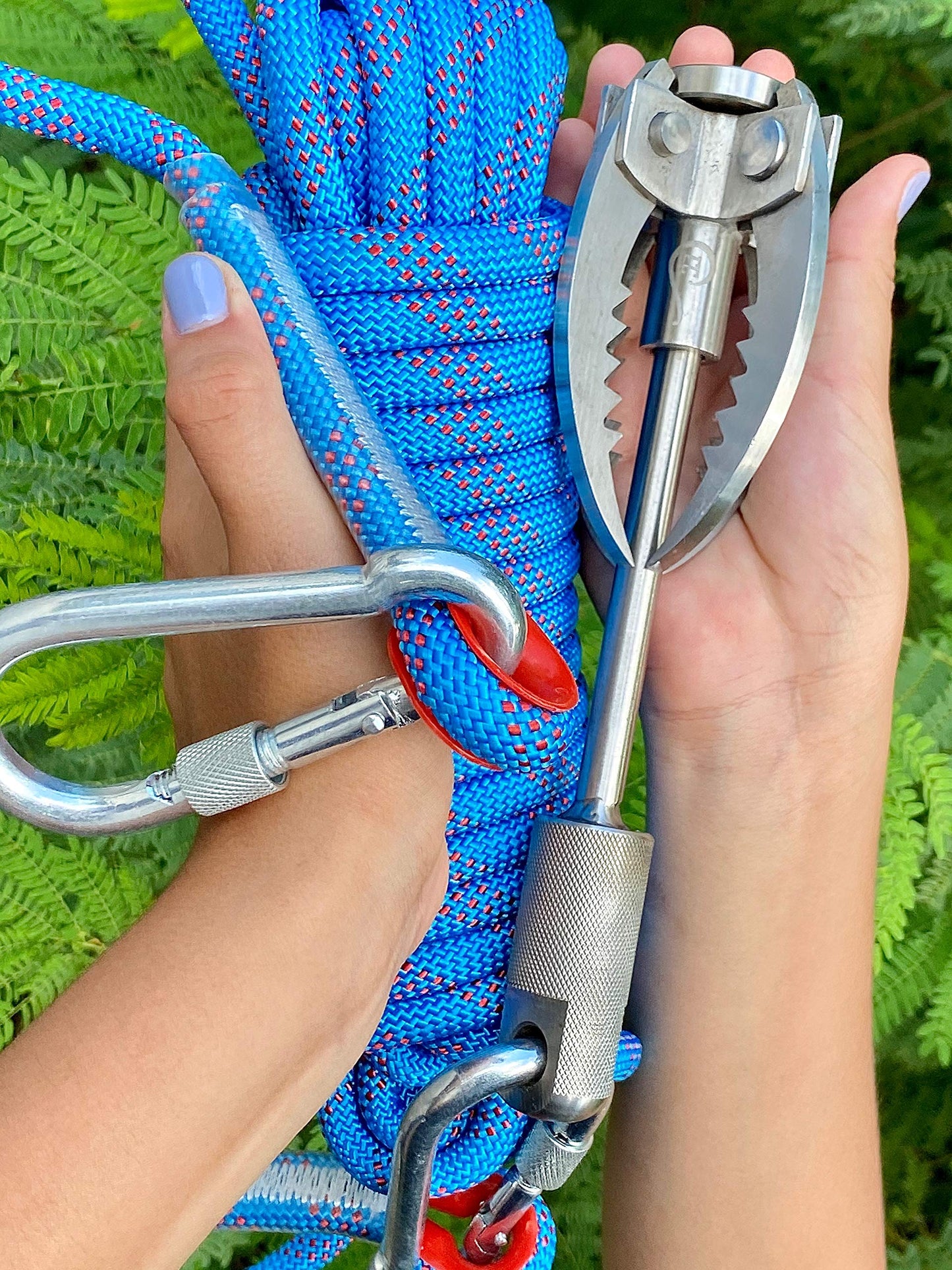 Grappling Hook with Rope 32ft. Set. 4-Claw Folding Durable Stainless Steel Compact Perfect for Outdoor Survival, Retrieval, Camping, Hiking, Tree Mountain, and Climbing