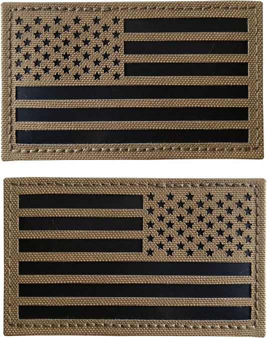 2x3.5 MC Infrared IR US USA American Flag Patch Tactical Vest Patch Hook-Fastener Backing (Forward+Reversed)
