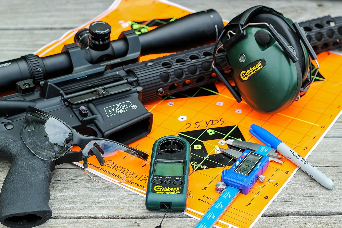 Adjustable Caldwell Pro Range Shooting Glasses - Clear Lenses, Black Frame for Outdoor & Competition