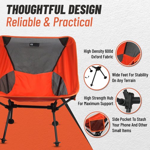 Hummbie Portable Camping Chair - Light Weight Folding Chair with Compact Design for Camping, Backpacking, Hiking, Fishing, Beach or Any Other Outdoor Adventures
