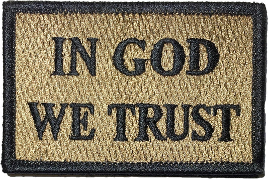 Tactical in GOD WE Trust Morale Patch 2"x3" - Coyote Tan - by Ranger Return (RR-TACT-IGOD-00WE-TRST-COYT)