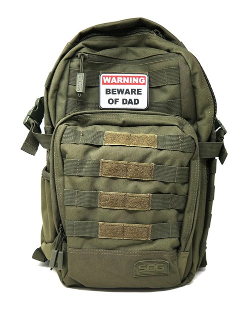 Warning Beware of Dad PVC Hook and Loop Patch | Funny Tactical Patch for Diaper Bags and Daddy Gear