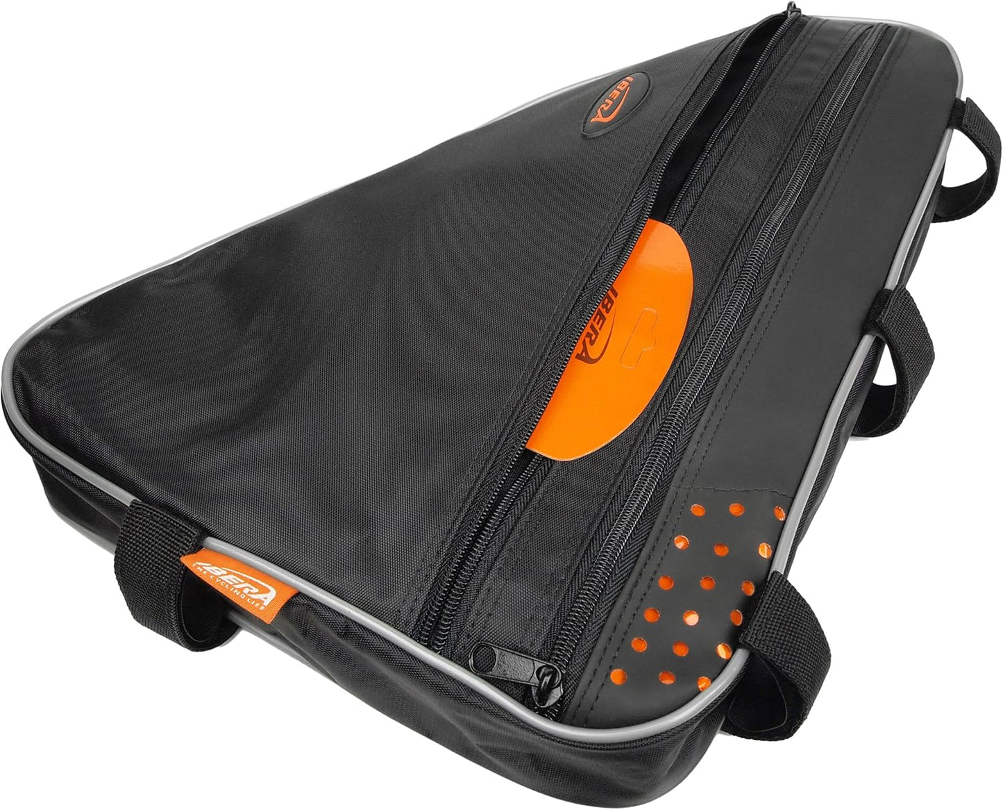Ibera Bike Frame Bag - Slim Pouch Zipper Compartment & Velcro Mount - Water-Resistant, Fits Most Bikes - Holding Tools Snacks