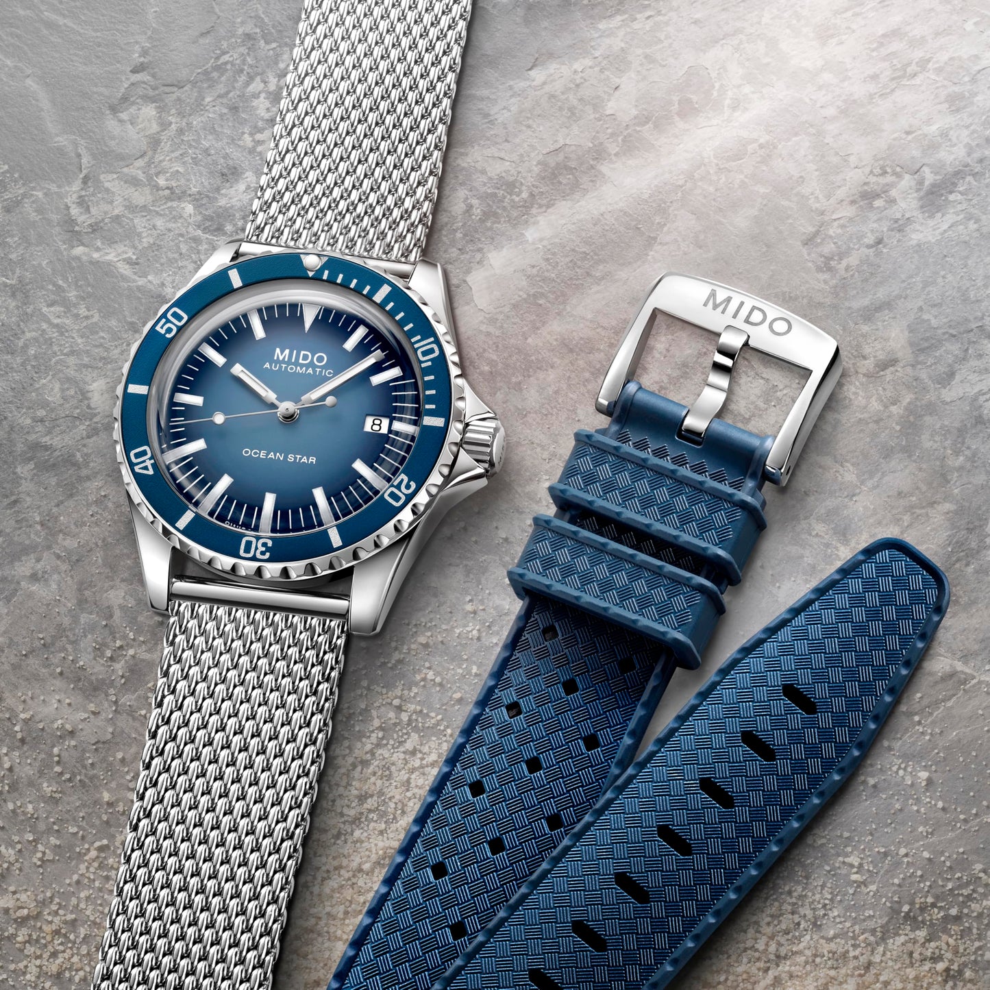 MIDO Ocean Star Tribute Gradient - Swiss Automatic Watch for Men - Blue Gradient Dial - 40.5mm Stainless Steel Case - Stainless Steel Bracelet - M0268071104101