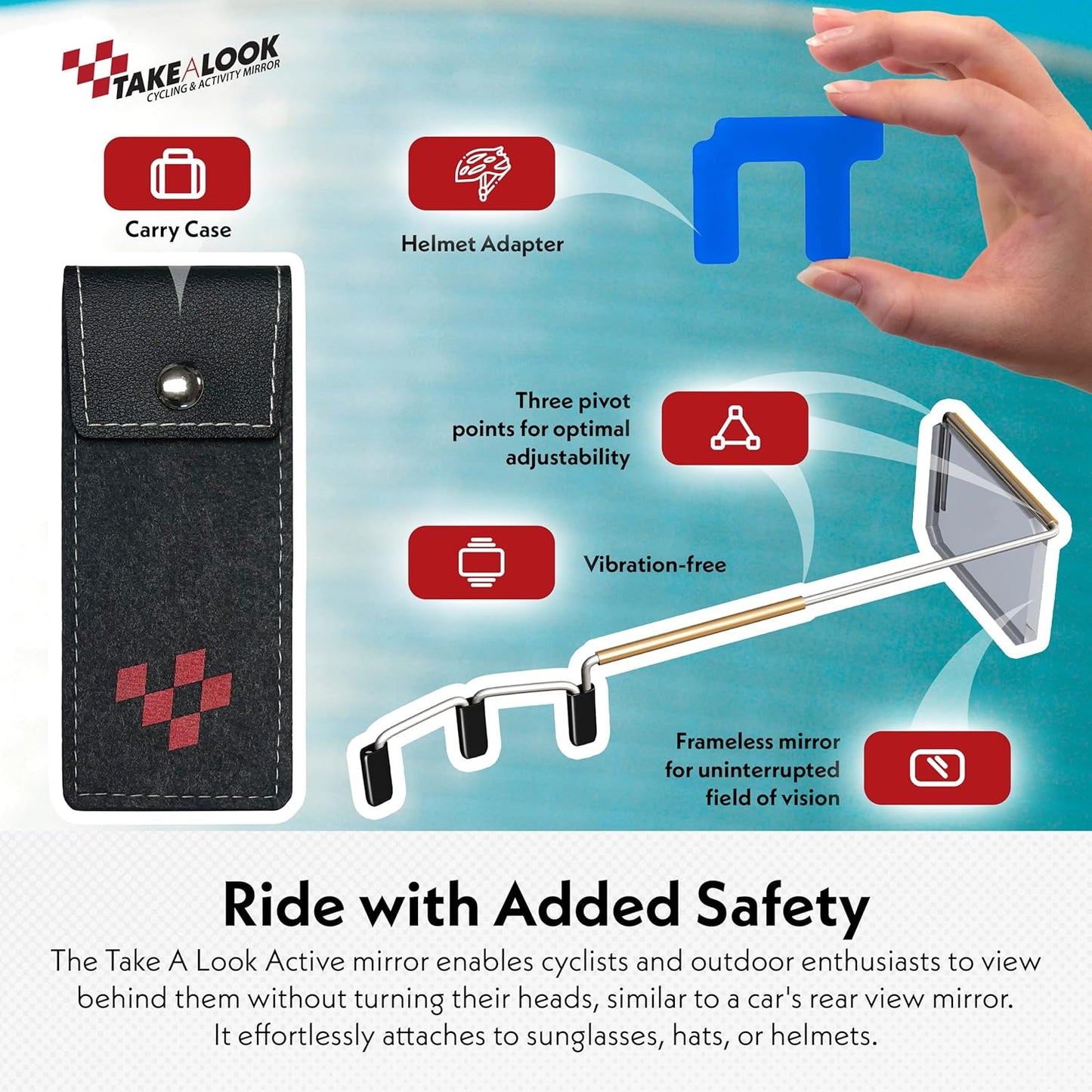Take A Look Active Original Activity Mirror for Sunglasses, Bike Helmets, or Visors Rear View Mirror for Cycling and Other Outdoor Activities