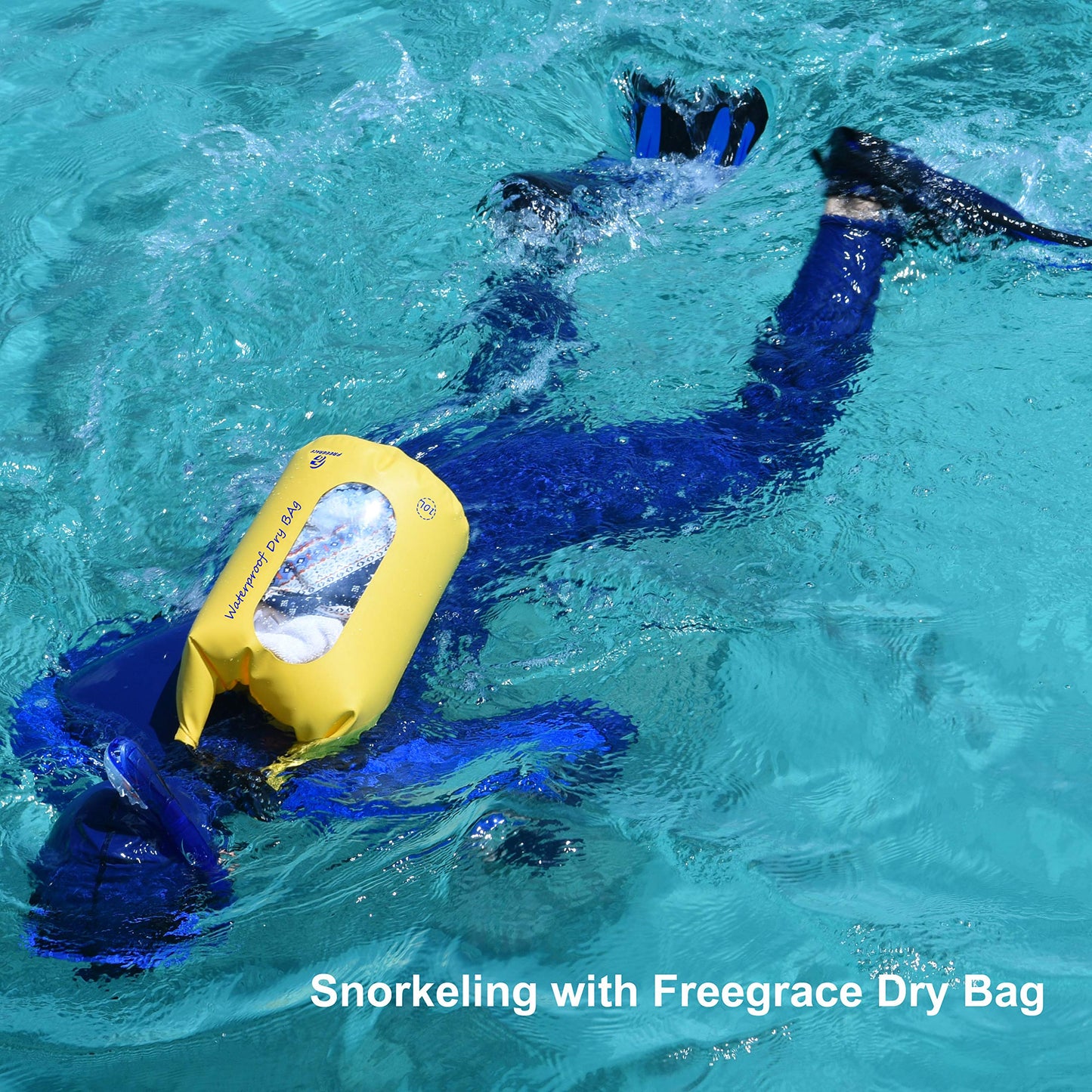 Freegrace Waterproof Dry Bag Set of 3 - Submersible Dry Sack with Double Zip Lock Seals - Includes Waist Pouch & Phone Case - Perfect for Kayaking, Swimming, Boating & Rafting (Black(Window), 5L)