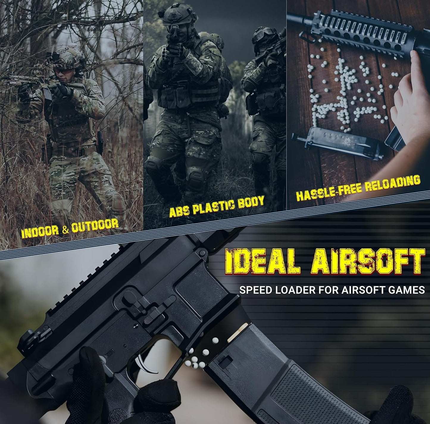 ARSUK 6mm Airsoft Speed Loader with Adapter – Fast Reloading Tool for 90/155/1600 Rounds