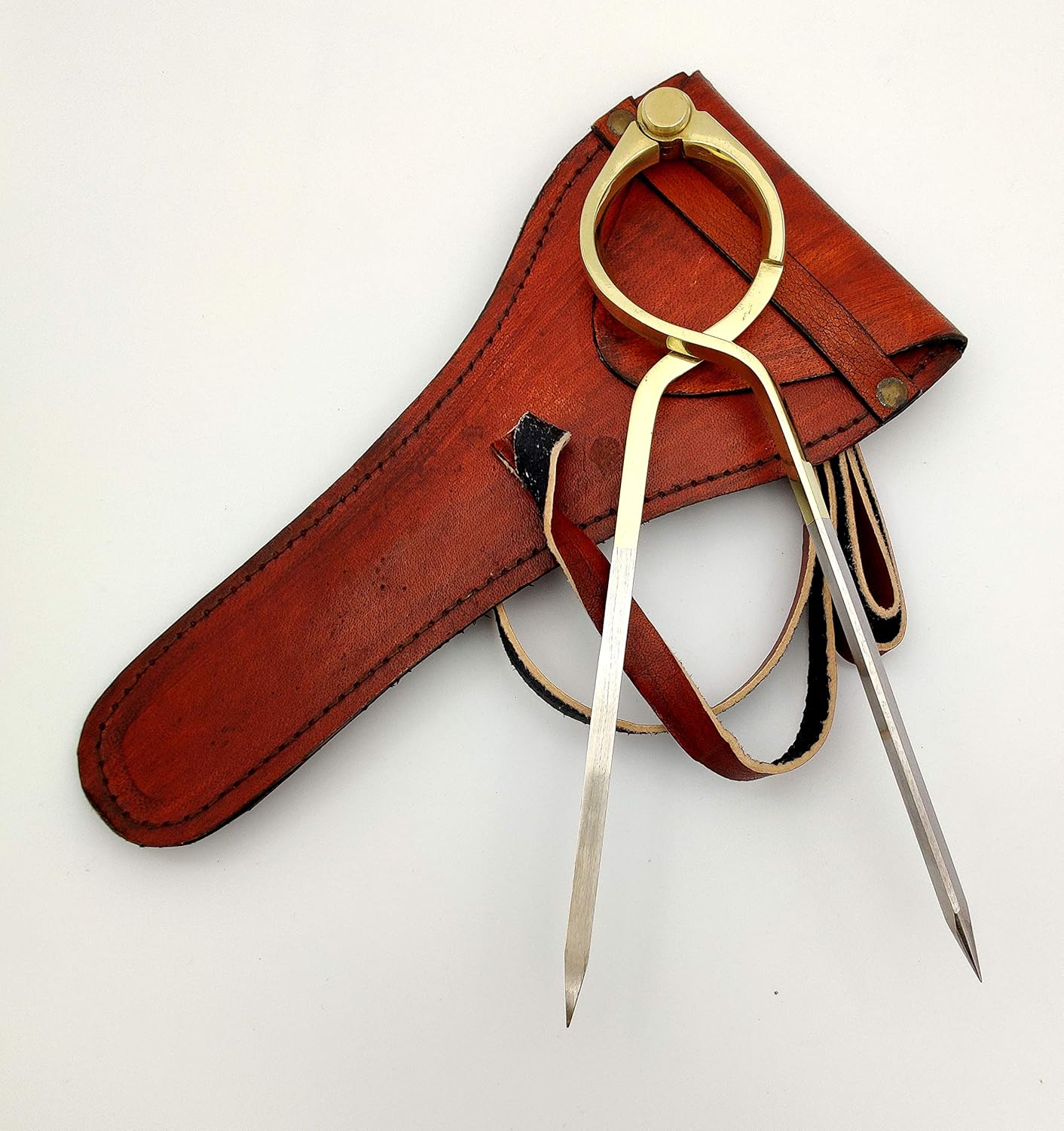 5MoonSun5's Vintage Navigation Straight Pattern Artist Divider Solid Brass Drawing Tool Professional 8” Long Divider Marine Navigation Compass with Handmade Leather case (8 inch Brass tip)
