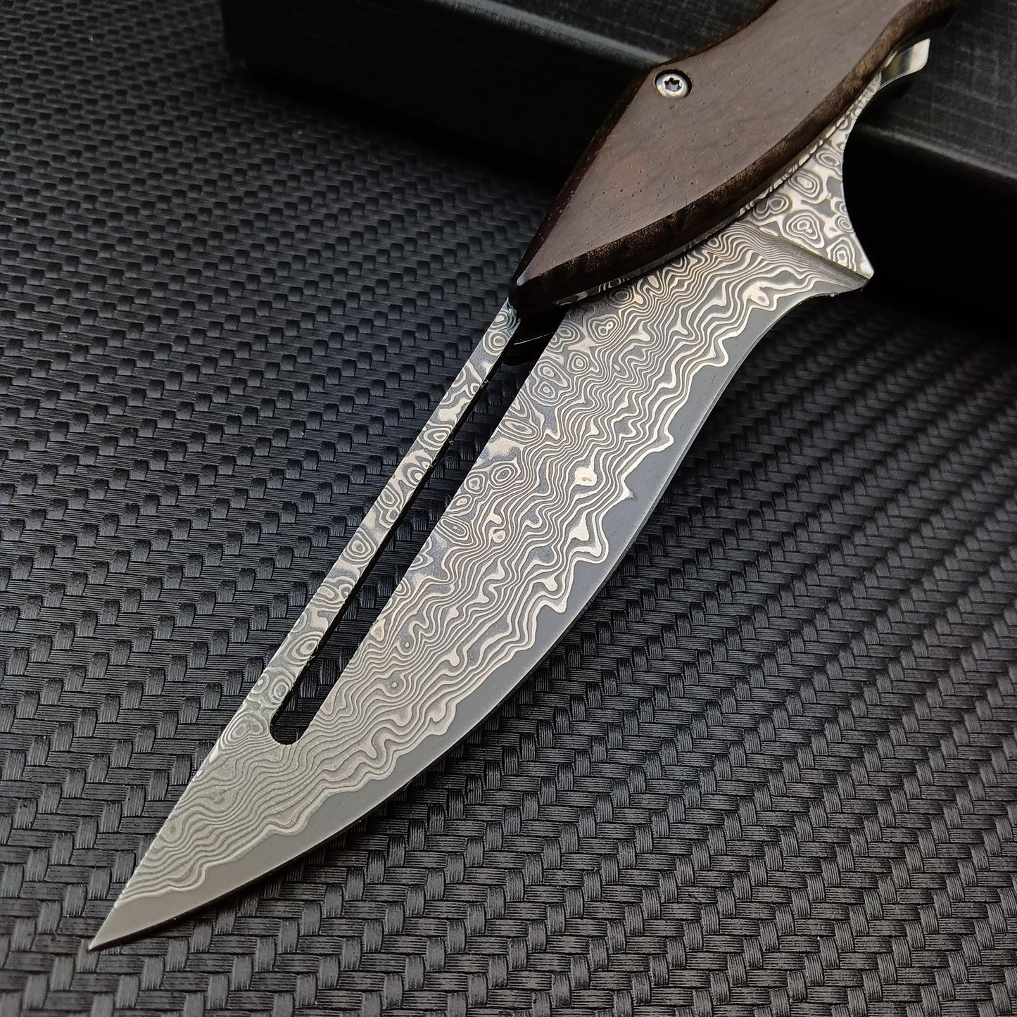 HUAAO Damascus Folding Knife, Yellow Sandalwood Handle with Mechanical Lock, Tactical Pocket Knife for Outdoor Camping Survival Hunting Self Defense Multitool