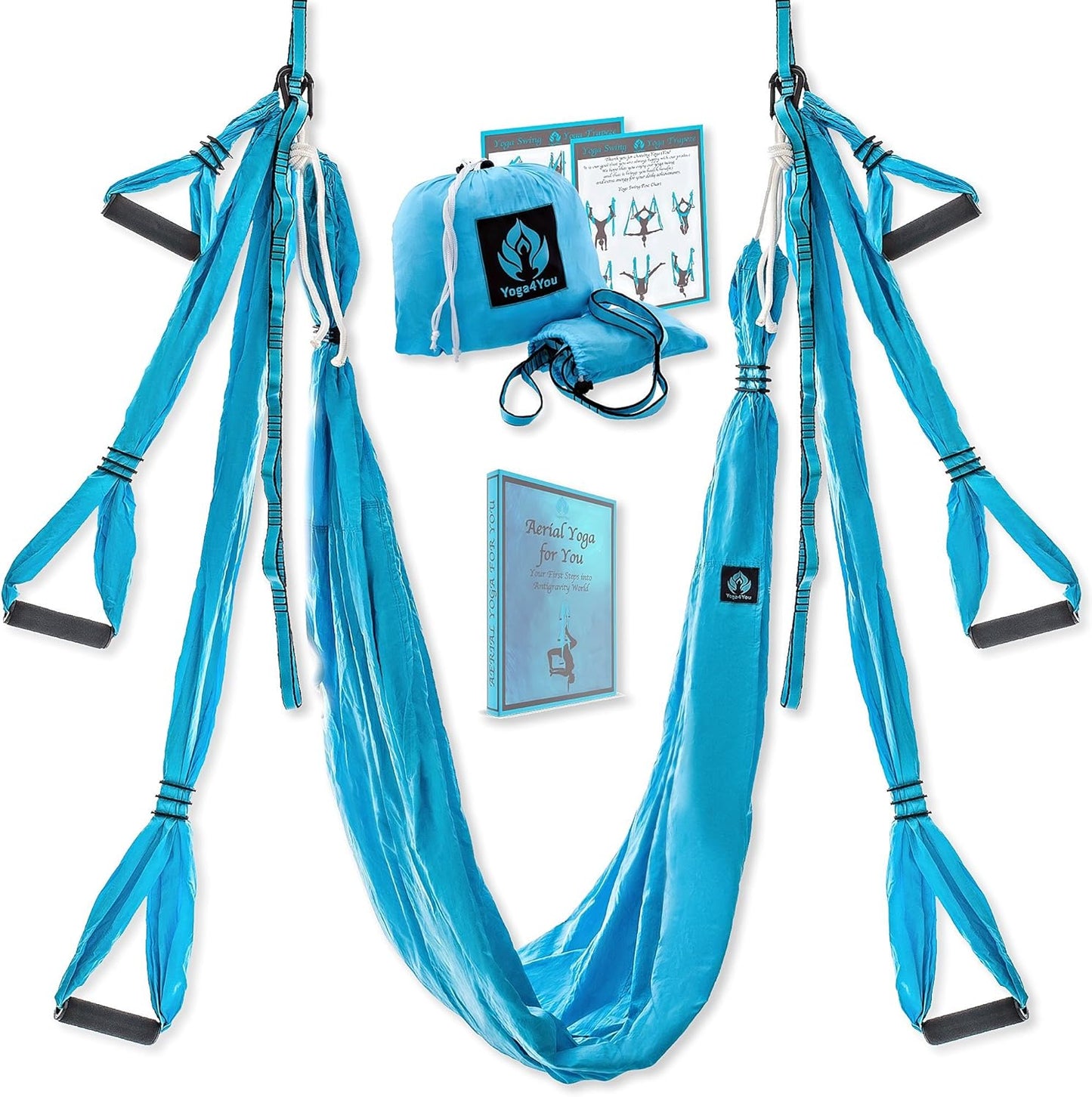 Aerial Yoga Swing Set - Hammock Hanging Swing - Sling Inversion Fly Kit - Antigravity Yoga Sling - Suspension Trapeze