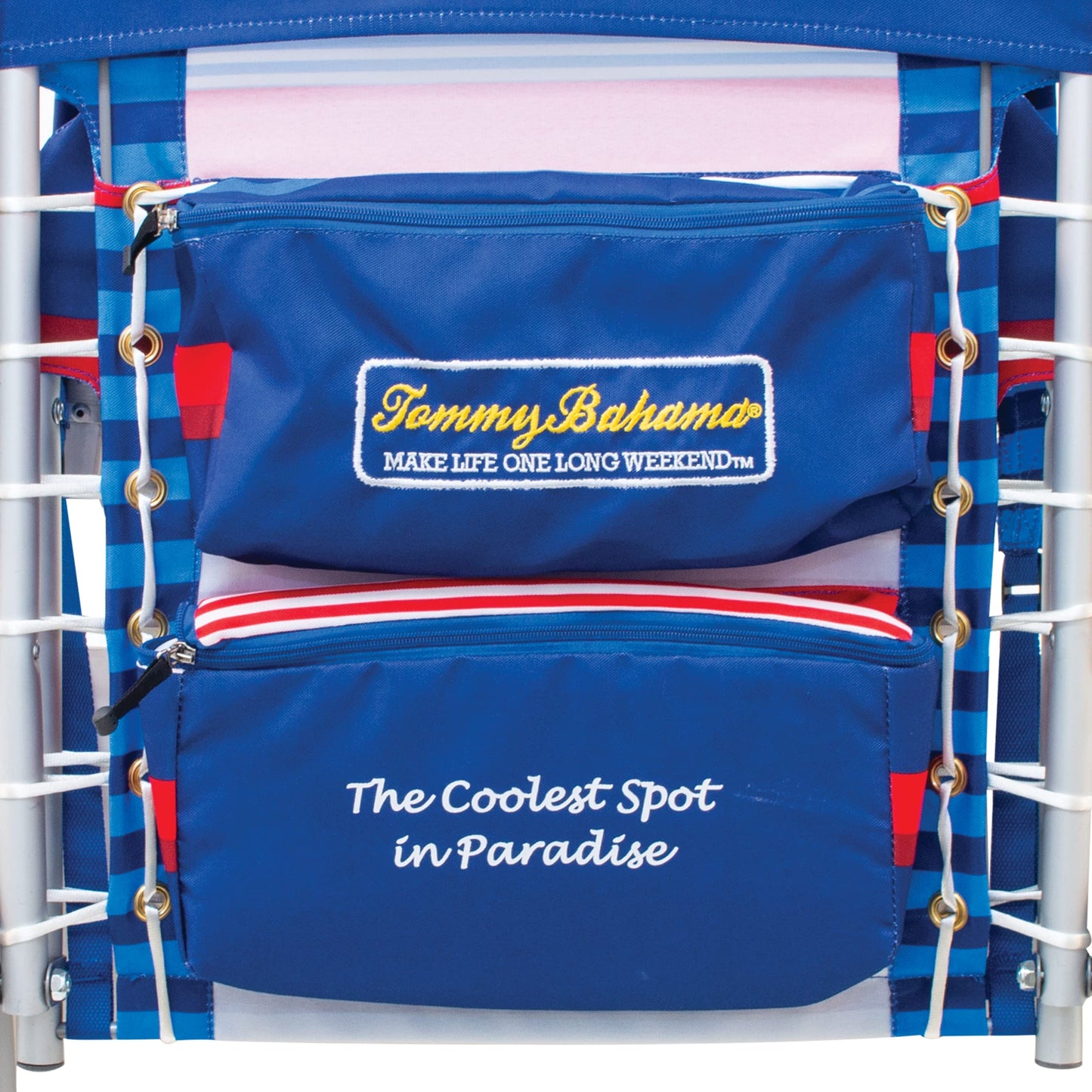 Tommy Bahama Hi-Boy 17" Seat Height 4-Position Lace-Up Suspension Folding Beach Backpack Chair, 2-Pack, Stripe