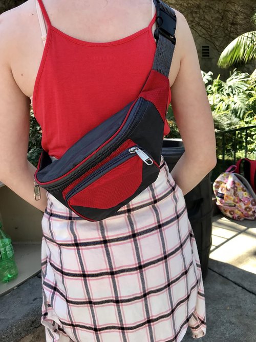 Deluxe Bulk 5 Pack of Colorful Sling Bag Waist Fanny or Cross Chest Packs - Perfect Hip Day Bag - Large 2 Pocket Design with Adjustable Snap Buckle