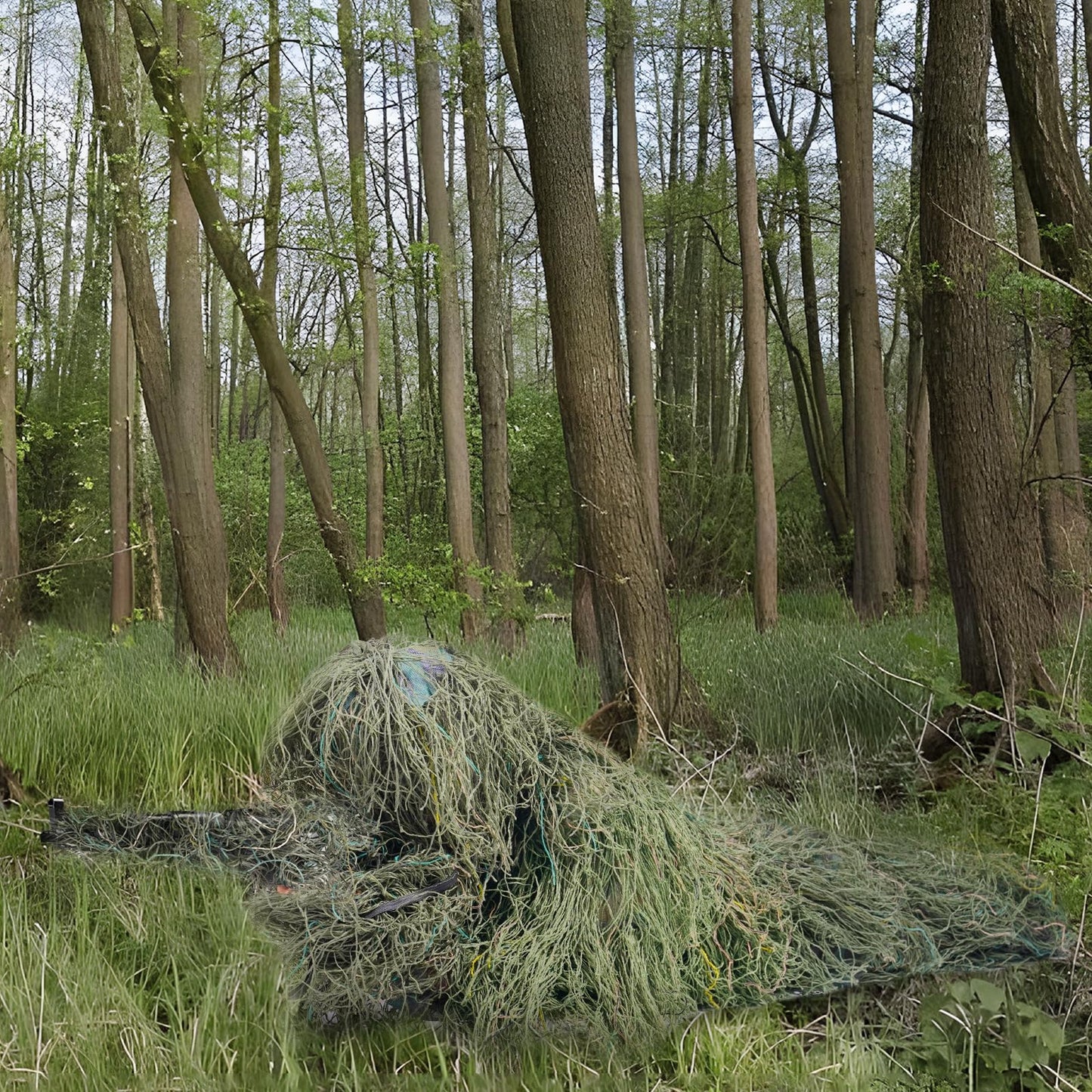 5 in 1 Ghillie Suit, 3D Camouflage Hunting Apparel, Suitable for Hunting, Sniper, Halloween Costume (SM,ML,XL)