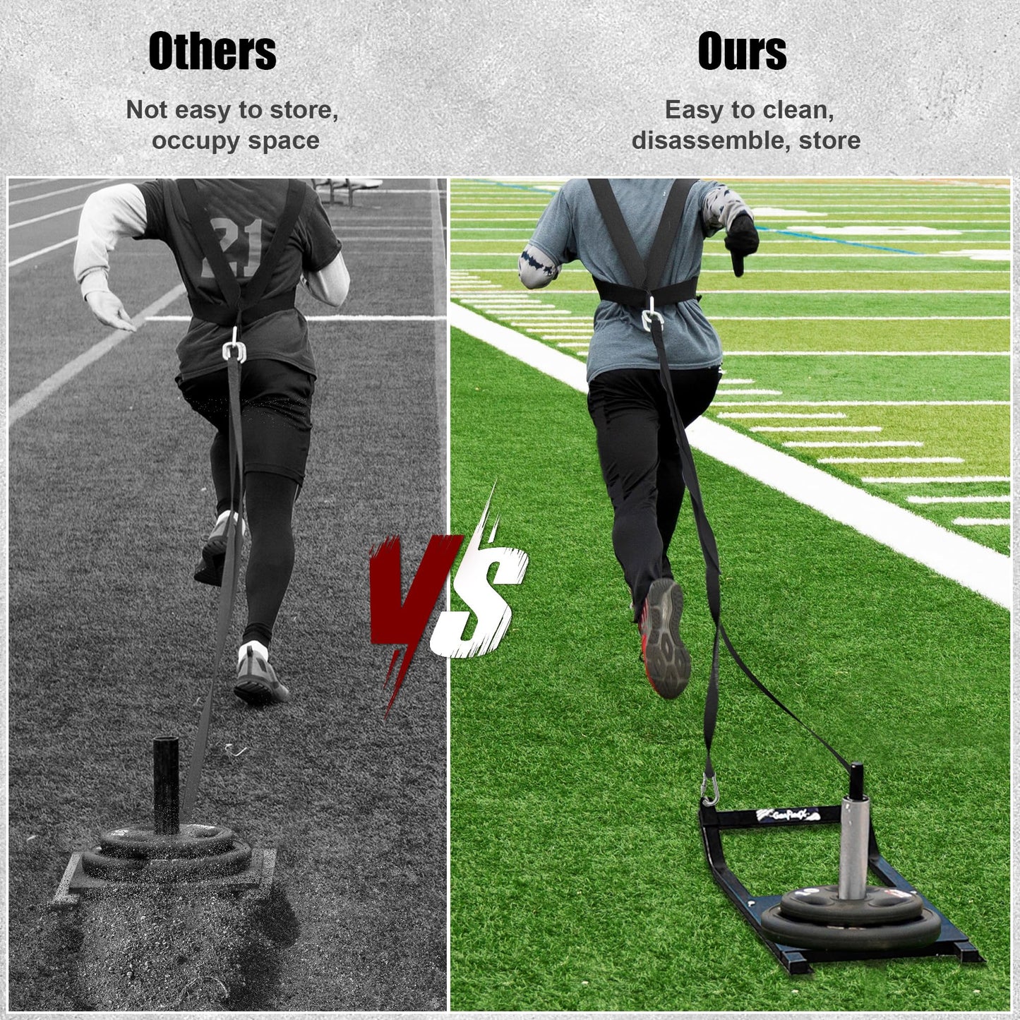 GanFindX Weight Sled, Workout Sled, Fitness Strength Training Sled for Athletic Exercise and Speed Improvement, Suitable for 1" and 2" Weight Plates