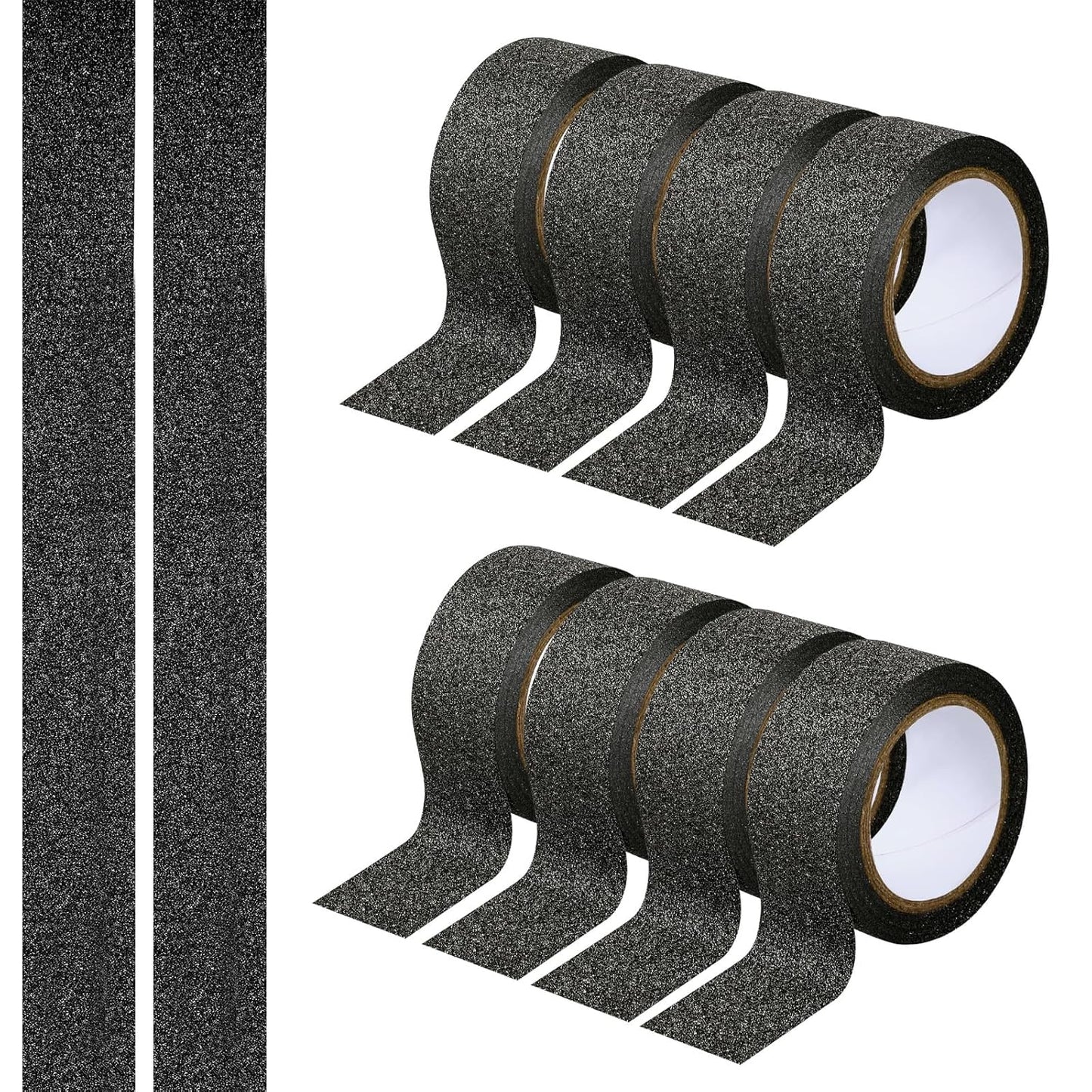 8 Rolls Black glitter washi tape, black washi tape Crafting Glitter Border Masking Tapes Painters Adhesive Tapes for Assisting and Decorating Paintings, Holiday Gift Boxes, Scrapbooks Crafts, 0.6 Inch