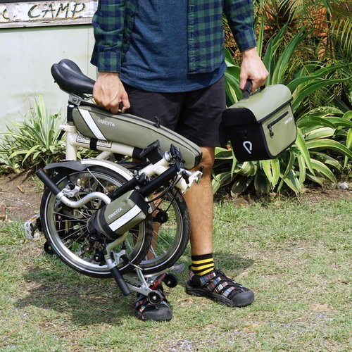 Vincita X-Cooper Water Resistant Front Bag - 5 L Bike Bag for Brompton Folding Bicycle with Rear-Opening Magnetic Closure, Spacious Interior, Top Handle and Light Colour Lining