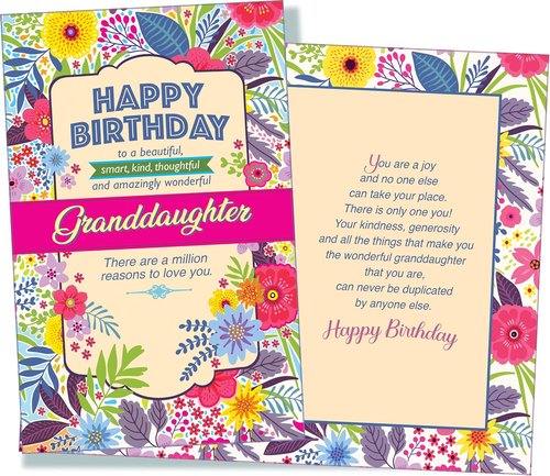 Chuck's Card-O-Rama - Birthday Card For Granddaughter - Made in America - Perfect Size: Opens to a generous 10" x 7.75" - Amazing - 95368
