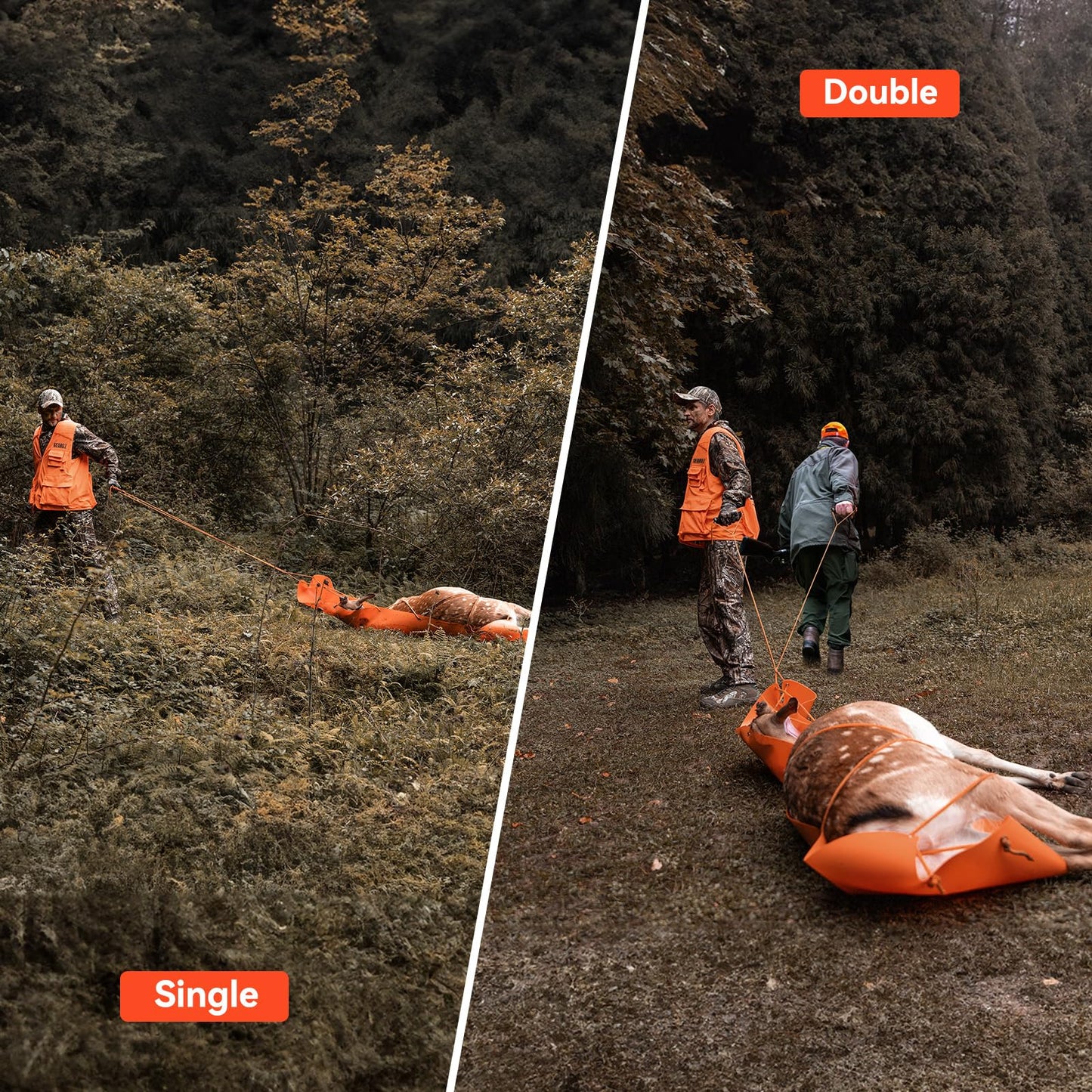 GearOZ Deer Drag Sled Thickened Game Hauler Strap Reduce Ground Friction & Transport Game Easier Heavy Duty Deer Pull Rope for Dragging Deer Cart Deer Hunting Accessories Gift for Hunters, Orange