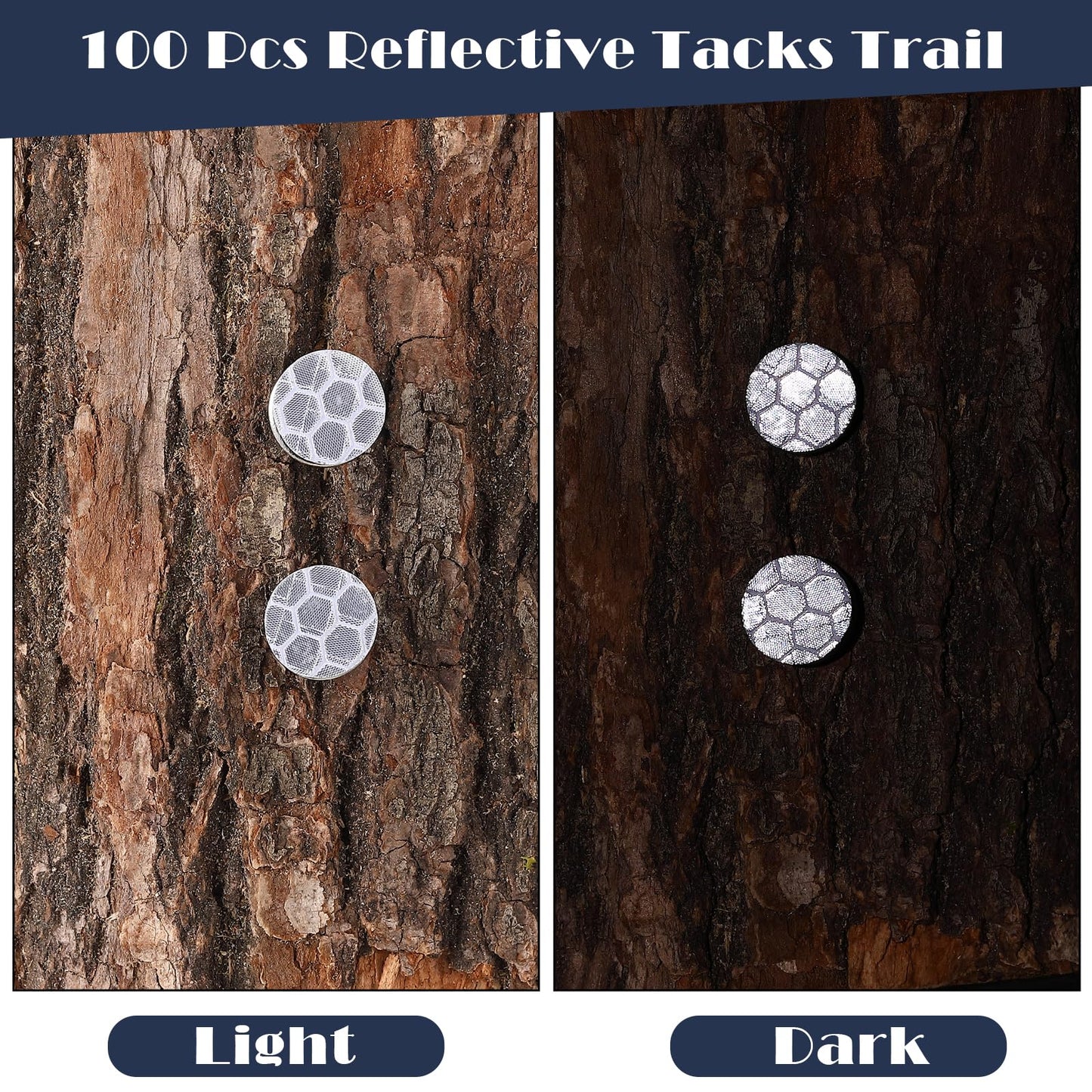 Fullhawl 100 Reflective Tacks Trail Marking Tacks Glow Reflective Mark Trail Markers Thumb Nails for Hunting Hiking Camping Tree Stand (Sliver)